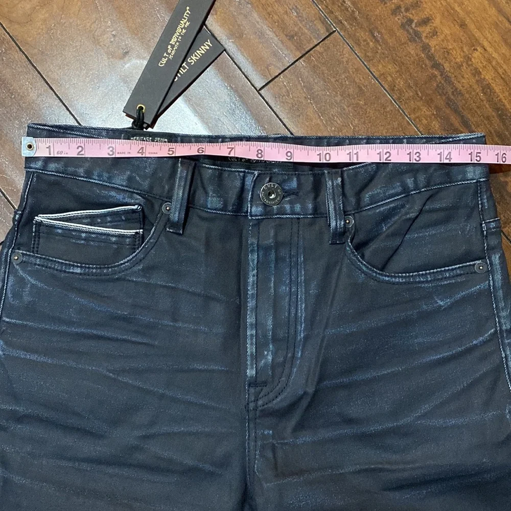 NWT Cult of Individuality Sample Stilt Skinny Blue/Black Waxed Denim Jeans #C192